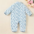 thumbnail image 4 of XDZJLR Fleece Baby Pajamas Winter Romper Jumpsuit Long Sleeve Leopard Print Cozy Outfit Playwear Toddler Infant Baby Light Blue 6-9 Months, 4 of 4