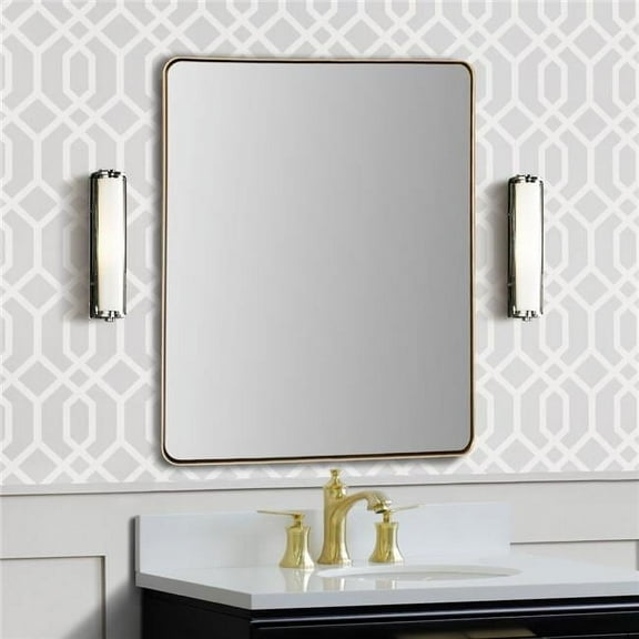 Bellaterra Home 8832-24GD Rectangular Metal Frame Mirror, Brushed Gold