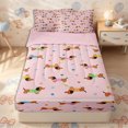 thumbnail image 2 of Erosebridal Color Stripe Sausage Dog Zipper Twin Comforter Sets with Fitted Sheet and 2 Pillowcases,Playful Dot Zipper Bedding Set,Blush Pink,4-Piece,Pink Reversible, 2 of 6