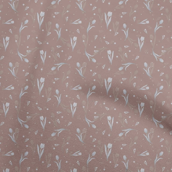oneOone Cotton Silk Light Brown Fabric Florals Fabric For Sewing Printed Craft Fabric By The Yard 42 Inch Wide