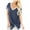Blue-15, variant on Mittory Womens V Neck Basic Tops Short Sleeve Summer Casual Loose Striped Baseball Tee Shirts