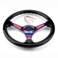 thumbnail image 1 of Qiaoxi 350mm 14" Racing Sport Steering Wheel 6 Bolts 3 Spoke Slotted Center Colorful Frame Steering Wheel With Horn Button, 1 of 8