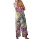 thumbnail image 4 of ICHUANYI Liquidación Moda Mujer Cami V-Cuello Sin Mangas Casual Bolsillo Suelto Impresión Mono Largo ICHUANYI WER202308231156, 4 of 7