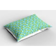 thumbnail image 2 of Ambesonne Blue Sky Pillow Sham 2 Pack, Graphic Hot Air Balloons, 36"x20", Yellow Green Sky Blue, 2 of 3