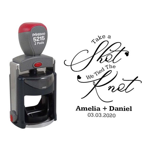 Printtoo Roound Personalized&nbsp;Black Self Inking Wedding Favor Stamp Custom Take A Shot We Tie The Knot Rubber&nbsp;Stamper-45 mm