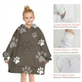 thumbnail image 6 of Brown Dog Paw Footprint Blanket Hoodies for Kids 6-13YR Oversize Wearable Blanket Hoodies for Boys Girls Teens, 6 of 7