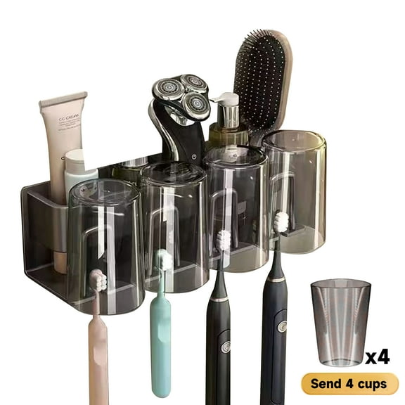 Toothbrush Holders, Tooth Brushing Holder for Shower Organizer, Toothbrush Holder Wall Mounted, Shower Organizer, Electric Toothbrush Holder for Bathroom Countertop Space Saving (Black New 4)