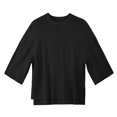 thumbnail image 5 of Mlzmgr Shirts for Men Long Sleeve Button down Crew Neck Pajama Shirts Loungewear Sleep Tops Solid Color, 5 of 6