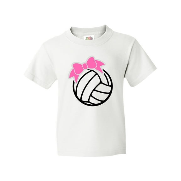Inktastic Volleyball with Pink Bow Youth T-Shirt