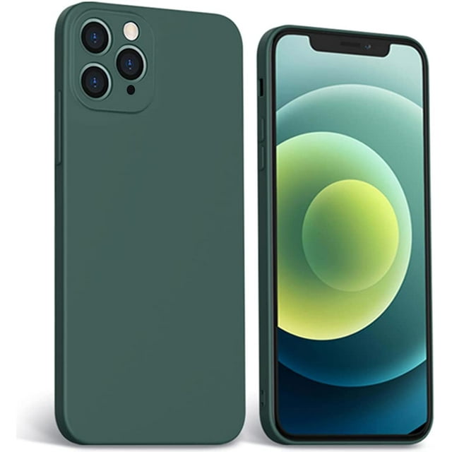 HSHDLDF iPhone 11 Pro Max Case, Slim Flat Edge Liquid Silicone Case for iPhone 11 Pro Max 6.5", Shockproof Full Body Covered with Camera Lens Protector, Microfiber Lining, Midnight Green