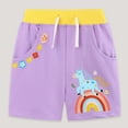 thumbnail image 5 of CUZIBR Toddler Baby Girls Summer Shorts Cartoon Print Drawstring Waist Wide Leg Casual Pockets Soft Stretch Comfortable Playwear For Kids Cute Lightweight Breathable Bottoms,Purple,5-6 Years, 5 of 6