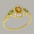 thumbnail image 3 of LBG English Made 10k Yellow Gold Real Genuine Citrine Peridot Diamond Womens Promise Ring - Size 5.75, 3 of 5