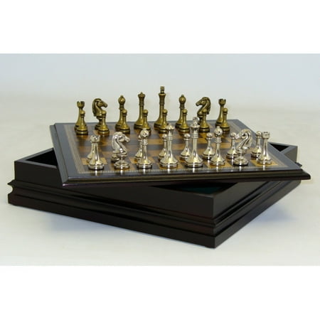 - Classic Games Collection Metal Chessmen with Deluxe Wood Board