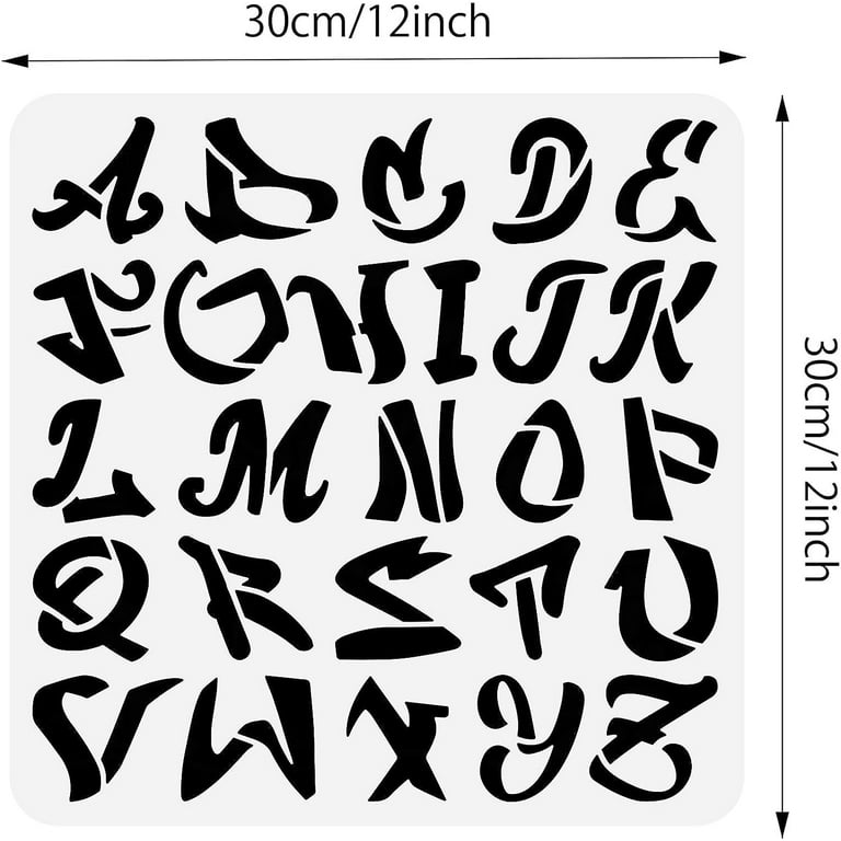 1pc Graffiti Letters Stencil Reusable Painting Stencils for Drawing DIY  Furniture Fabric Decors 12x12inch 