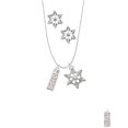 thumbnail image 2 of Delight Jewelry Four Sided ''Love'' with Heart Cutout Silver tone Snowflake Charm Necklace and Stud Earrings, 2 of 4