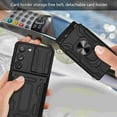 thumbnail image 6 of For Samsung Galaxy S25 Rugged Case with Slide Camera Lens Cover, Ring Kickstand Detachable Card Holder Magnetic Car Mount Hybrid PC Shockproof Protective Case for Samsung Galaxy S25, Green, 6 of 8