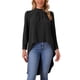 thumbnail image 1 of Tops de Alto y Bajo para Mujeres con Mangas Largas, Cuello Redondo con Abertura en la Espalda, Dobladillo Asimétrico, Blusa Casual de Vestir L Negra, 1 of 6