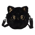 thumbnail image 1 of Bolso Mujer Gato Bandolera Correa Ajustable Hombro Peludo Lindo Sling Negro, 1 of 9