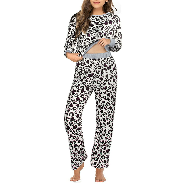 MINTREUS Womens Pajama Set Long Sleeve Sleepwear Nightwear Soft Pjs Lounge  Sets With Pockets