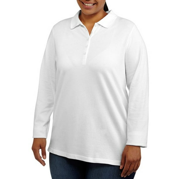 ONLINE Women's PlusSize Long Sleeve Polo