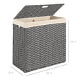 thumbnail image 7 of Best Choice Products Wicker Double Laundry Hamper, Divided Storage Basket w/ Linen Liner, Handles - Gray, 7 of 7