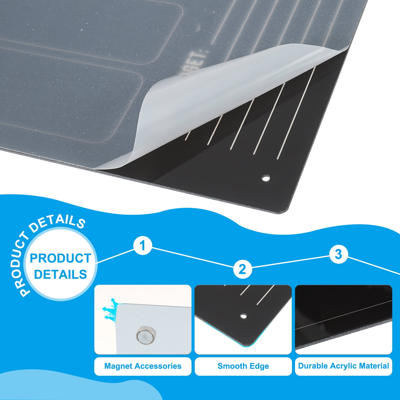 Uxcell Acrylic Magnetic Calendar for Fridge 16"x12", Weekly with Markers, Black