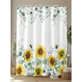 thumbnail image 4 of Yellow Sunflower Floral Shower Curtain, Sage Green Eucalyptus Leaf Bathroom Decor Curtains Set with Hooks, White Waterproof Fabric Home Accessories， Stall 36 X 72 Inch, 4 of 6