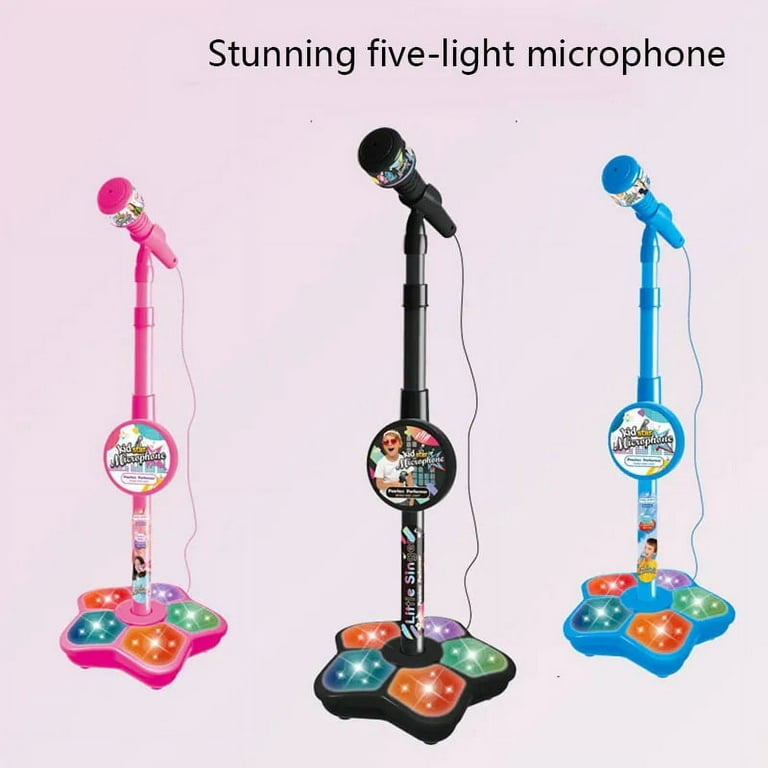 Kids Microphone with Stand Karaoke Song Music Instrument Toys  Brain-Training Educational Toy Birthday Gift for Girl Boy,Black