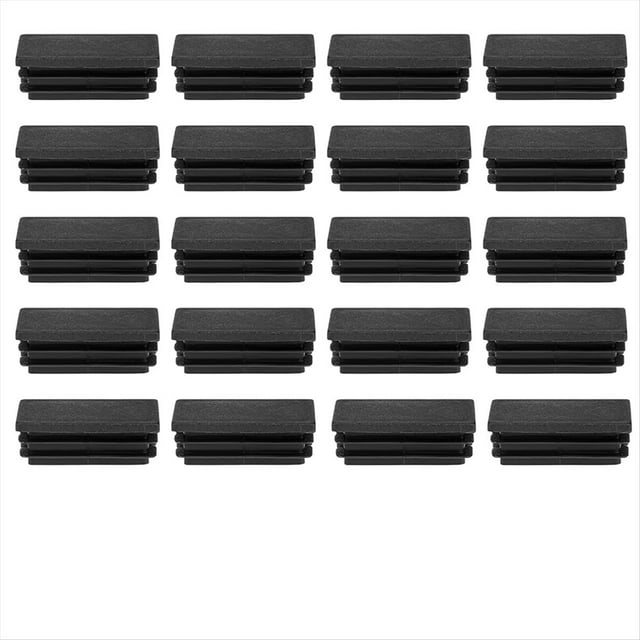 Paquete de 200 Tapones Rectangulares de 1 X 2 Pulgadas para Extremos de Tubos, Tapones de Plástico Negros, Tapones Rectangulares para Pies, Tapones de Plástico para Tubos.