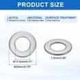 thumbnail image 2 of 20 Pcs M10.5 304 Stainless Steel Flat Washers 10.5mm ID 20mm OD 1.5mm Thick, Silver, 2 of 6