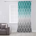 thumbnail image 3 of Teal Grey Ombre Morocco Pattern Semi Sheer Curtains Drapes for Living Room,Bedroom,French Doors Window 96 Inches Long,Modern Moroccan Geometric Rod Pocket Chiffon Curtain Drapery Voile Drape Panel, 3 of 6