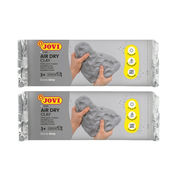 JOVI Air Dry Clay, Grey, 2.2lb Bar, Pack of 2