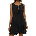thumbnail image 5 of Levmjia Women Summer Dresses Sleeveless Casual Polyester Round Neck Solid Color Short Vacation Work Office Slim Fit Comfortable Stylish Multi Colors Available, 5 of 9
