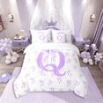 thumbnail image 3 of Castle Fairy Bowknot Alphabet Q 7 Pieces Bedding Comforter Set for Teens,Dreamy Princess Full Bedding Set Lightweight,Kawaii Bow Fitted Sheet Flat Sheet,Breathable Home Decor, 3 of 9