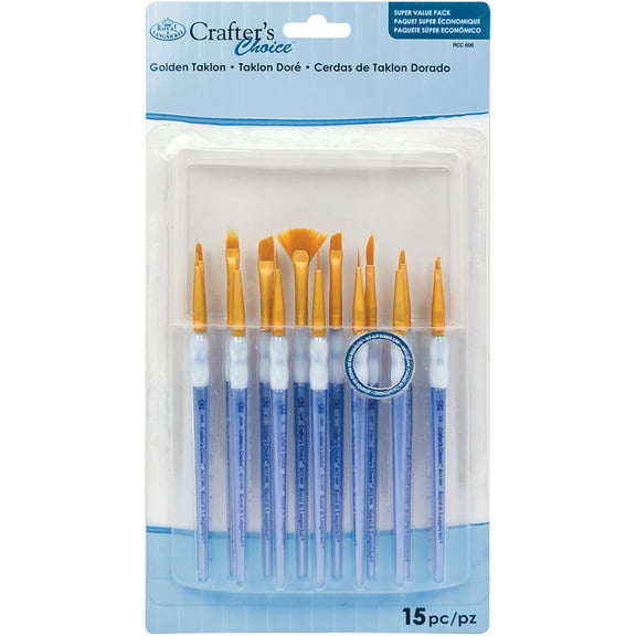 RCC 606 | Crafter's Choice™ 15pc Golden Taklon Variety Mini Brush Set