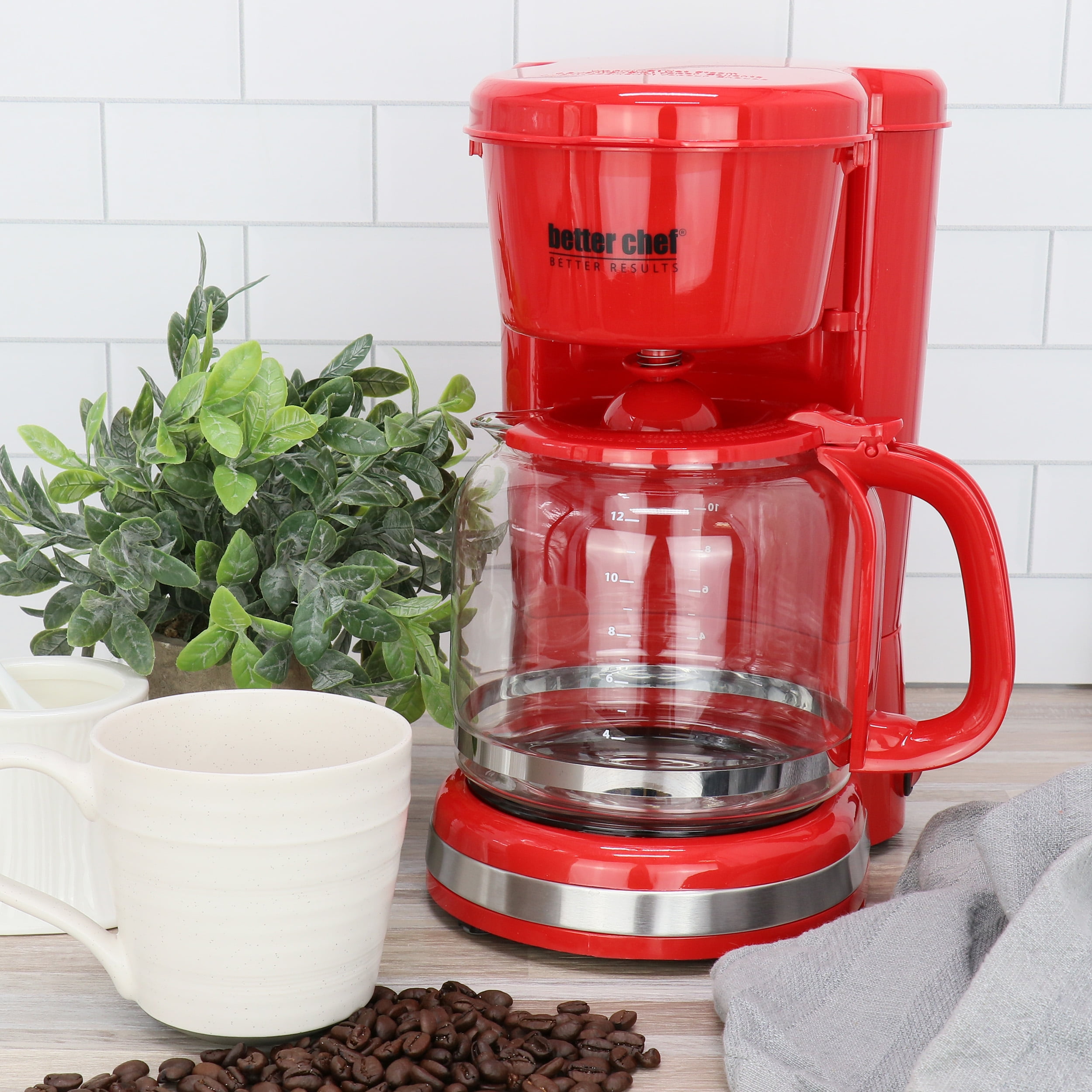 Better Chef 12 Cup 900 Watt Coffee Maker in Red