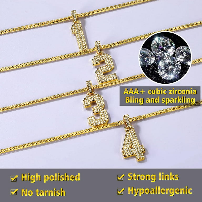 FindChic Cubic Zirconia Gold Necklaces for Mens Women Hip FindChic Cubic Zirconia Gold Necklaces for Mens Women Hip
