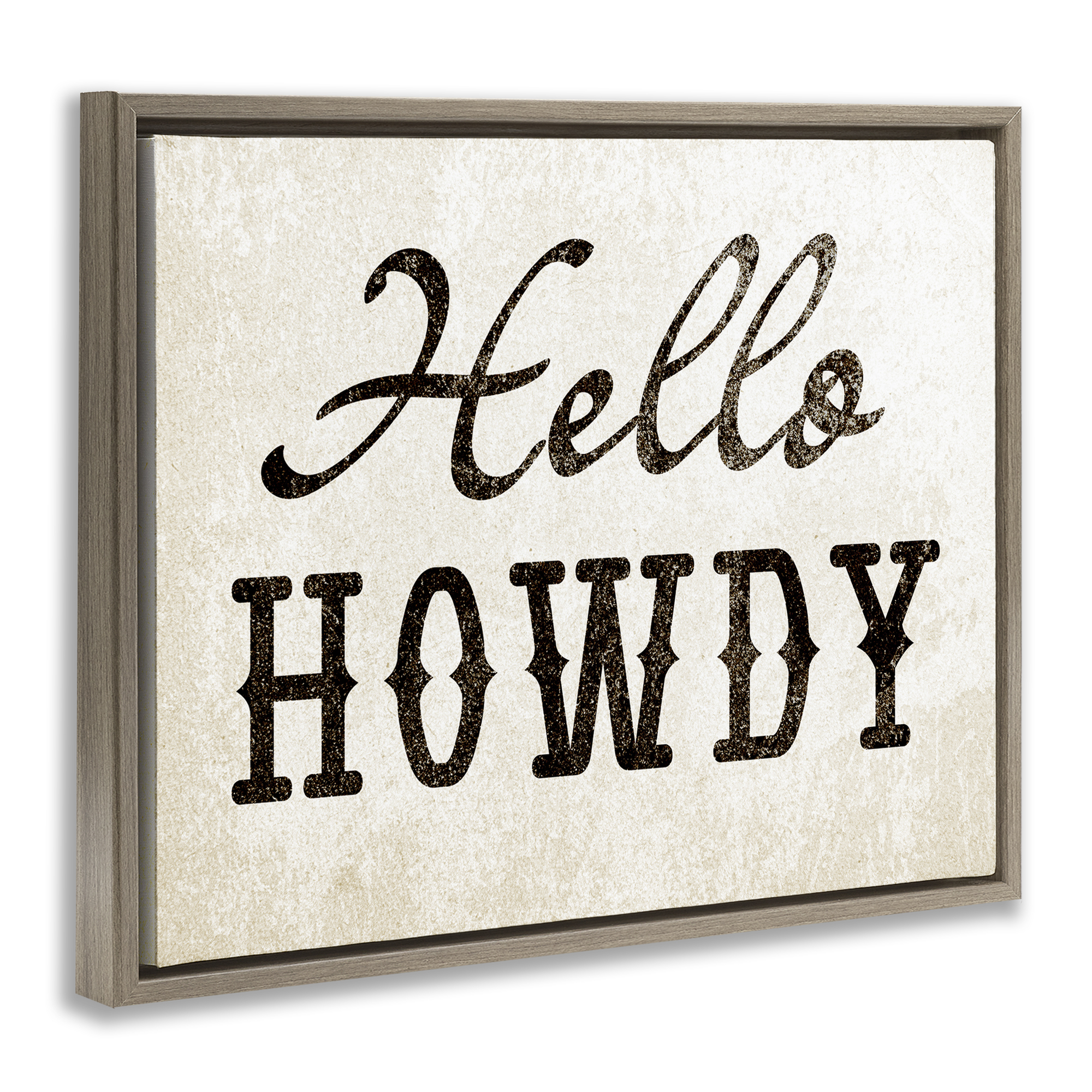 Stupell Industries Western Hellow Howdy Text & Numbers Painting Brown Floater Framed Canvas Art Print Wall Art, 31 x 25