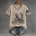 thumbnail image 3 of 9/11 25th Anniversary Shirt Womens WE Will Never Forget Tee Shirts | Lightweight Fabric, V Neck Short Sleeve Tops, American Flag, 2001-2026 25Th Anniversary Tops, Patriotic Honor Tee Shirt Pink,3XL, 3 of 5