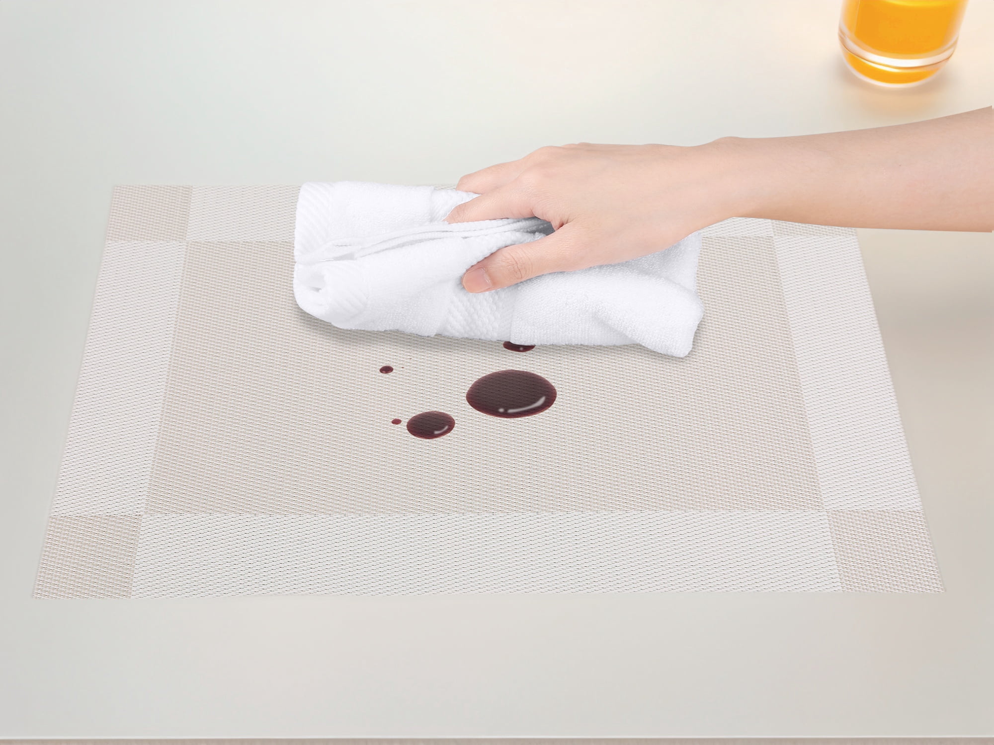 Unique Bargains Set of 8 Washable Wipeable Heat Resistant Table Placemat White 18x12in
