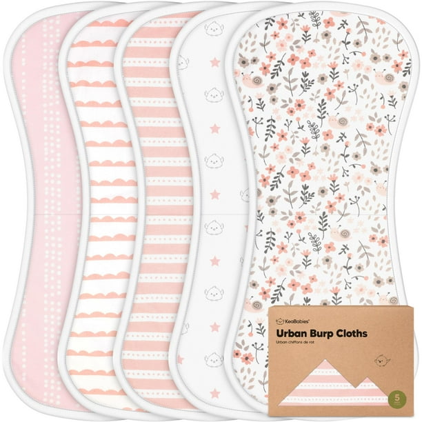 Paños para eructos KeaBabies de algodón orgánico, paquete de 5 unidades, superabsorbentes