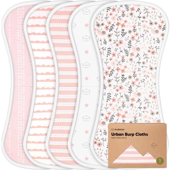 Paños para eructos KeaBabies de algodón orgánico, paquete de 5 unidades, superabsorbentes