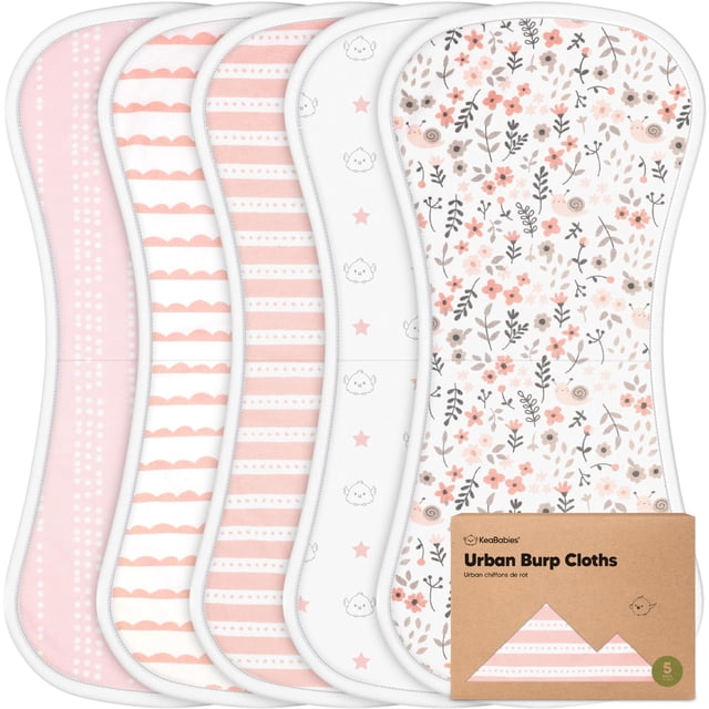 Paños para eructos KeaBabies de algodón orgánico, paquete de 5 unidades, superabsorbentes