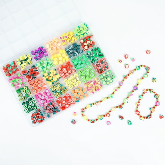 Cousin DIY Clay Beads for Jewelry, Fruit-Themed Assorted Beads Kit, 451 Pieces