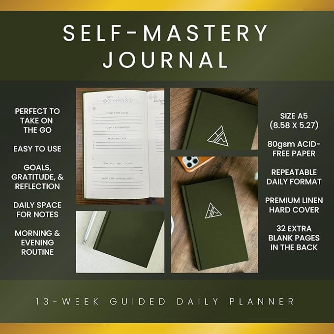 Daily Journal for Men - Gratitude Journal Notebook - Reflection Journal for Mindfulness