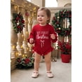 thumbnail image 3 of Cjfdfy Newborn Baby Girl Christmas Clothes Knit Ruffled Sweater Romper First Christmas Letter Bow Embroidery Bodysuits Infant Christmas Fall Winter Warm Clothes 0-12M, 3 of 9