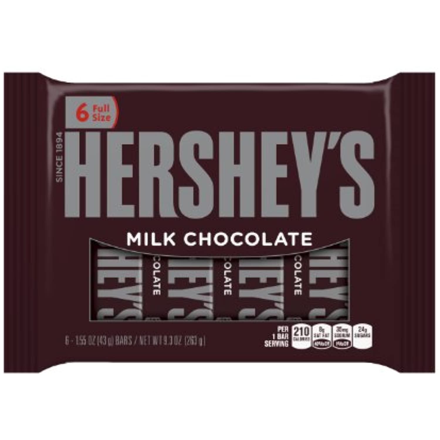 Hersheys Chocolate Candy Bar, 1.55 Ounce, 6 Bars (Pack Of 4)