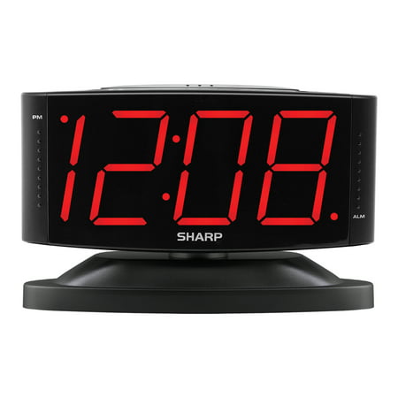 SHARP Alarm Clock with Jumbo Display and Swivel Case in Black