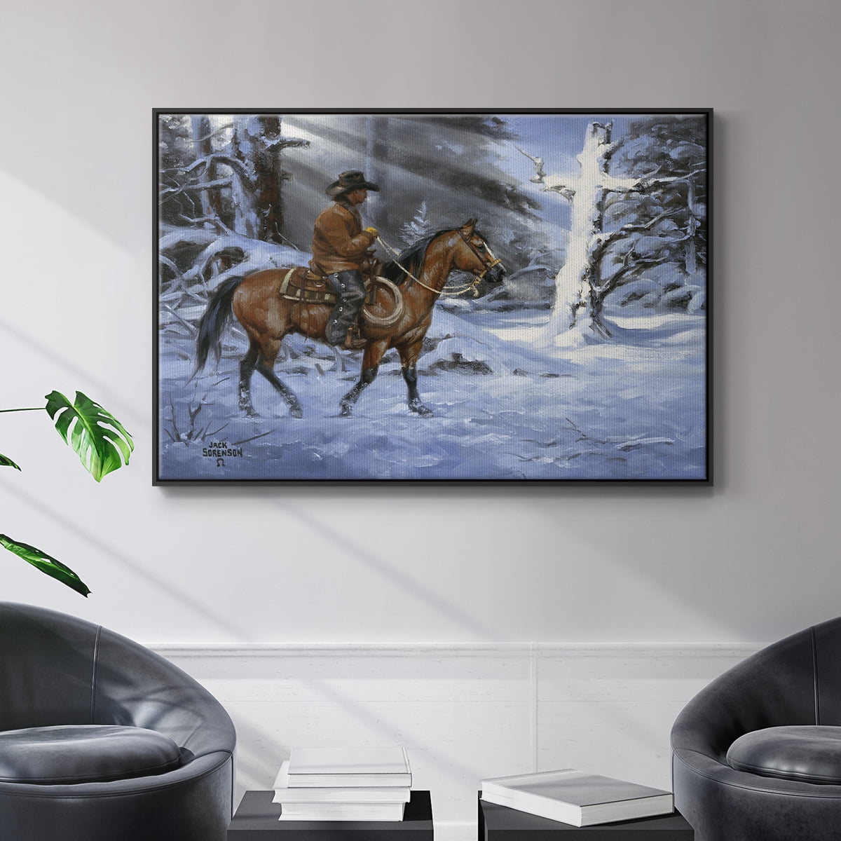 Silent Night, Holy Night - Framed Gallery Wrapped Holiday Canvas - 17 x 25 - Black Frame