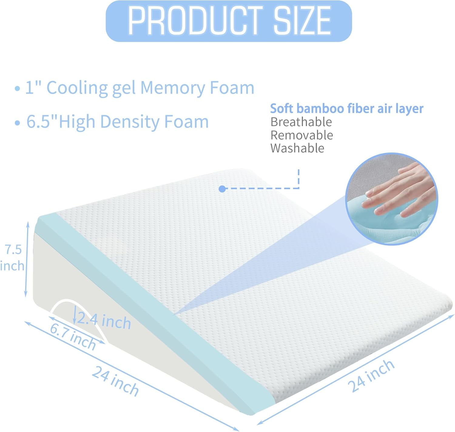 16-in-1 Adjustable Bed Wedge Pillow for Sleeping Memory Foam Triangle Pillow for Acid Reflux, Post-Surgery Recovery, Snoring, and Back Pain Relief
